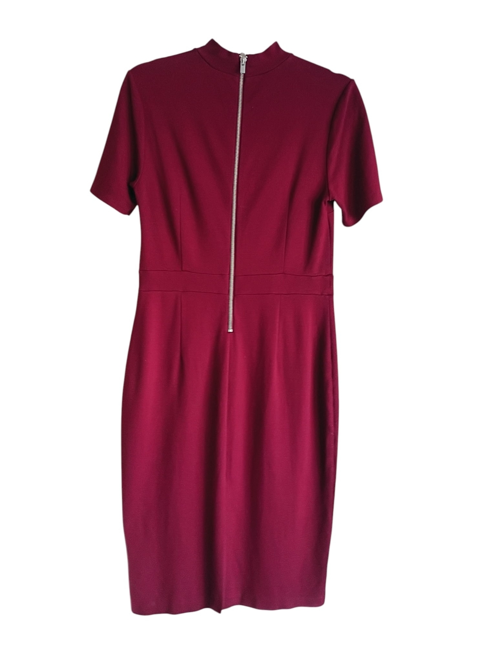 Express Women's Burgundy Short-Sleeve Midi Dress Mock Neck SZ M - Picture 3 of 5